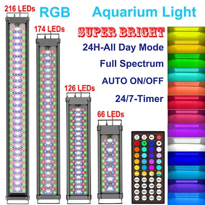 $43.48 • Buy 30-140cm Aquarium Light RGB LED Marine Fish Tank Timer 44key Remote All-Day Mode