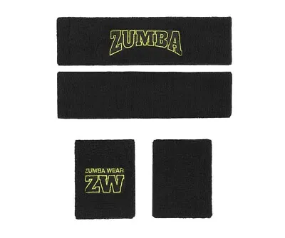 Zumba Team Talk Sweat Set - 2PK ~ 1 Headband & 1 Wristband ~ Bold Black ~ New! • £22.33