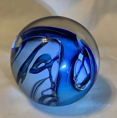 Randy Strong Blue Abstract Art Glass Paperweight SIGNED/DATED/LIMITED 7 Of 80 • $75.99
