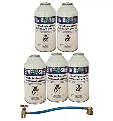 R 134a Refrigerant Replacement W/ UV Dye + Simple R134a Charging Hose (5 Pack) • $55