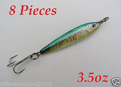 8 Pieces 3.5oz Mega Live Bait Metal Jigs Saltwater Fishing Lures - Rainbow  • $41.99