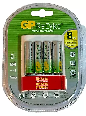 NEW 4 GP ReCyko - Rechargeable AA NiMH Batteries 2000mAh With USB Charger  • $5.50