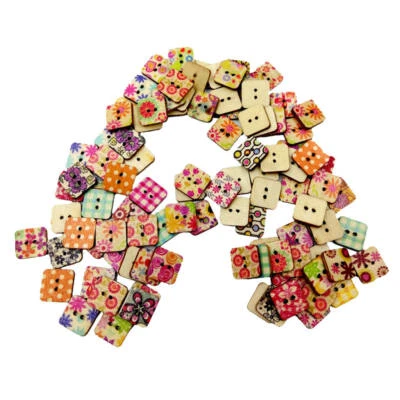 £4.49 • Buy Set 100x Buttons Haberdashery Wooden Accessory Sewing Piece Suture Flower