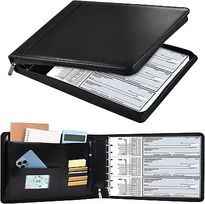 Business Check 7 Ring Checkbook Binder PU Leather Portfolio Built In Storage O • $29.89