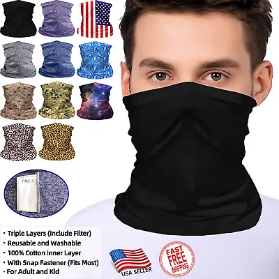 Face Mask Neck Gaiter With Filter Balaclava Tube Bandana Scarf For Adult And KID • $10.80