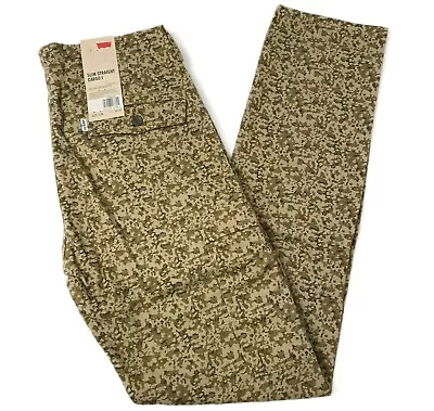 Levis Jeans Mens $68 Slim Straight Fit Beige Camo Stretch Cargo Pants 31 X 30 • $37.40