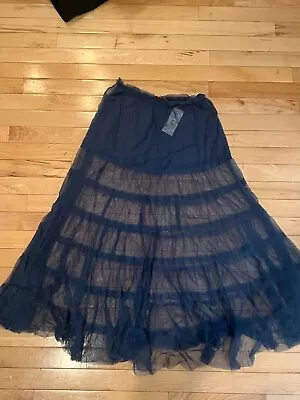 Chan Luu Womens Sheer  Chiffon Elastic Waist Maxi Skirt Blue Size M • $13