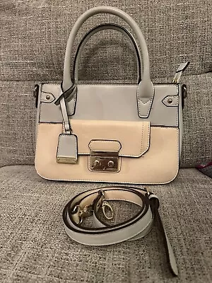 NEW JASPER CONRAN Pale Blue And Cream Grab Handbag With Shoulder Strap • £20