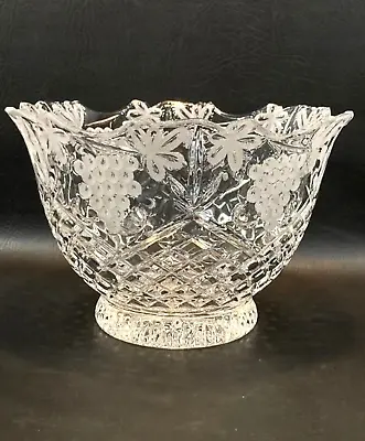 Shannon Crystal By Godinger Footed BOWL Grape Pattern Heavy Intricately Handcut • $58.50