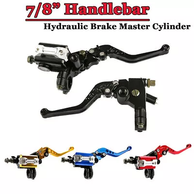 Pair Motorcycle 7/8'' Brake Clutch Master Cylinder Reservoir Lever Set Universal • $33.99