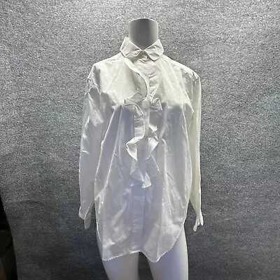 Mr Witt Tuxedo Shirt Women 10 White Ruffle Collar Western Cowgirl Cottage Vtg US • $58.16