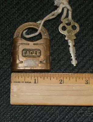 Vintage 2  Eagle Brass Lock With Key Terryville Co • $12.99
