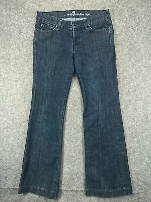 7 For All Mankind Jeans Womens 28 Blue Denim Dojo 5LO8OU Trouser Wide Dark 31x31 • $34.99