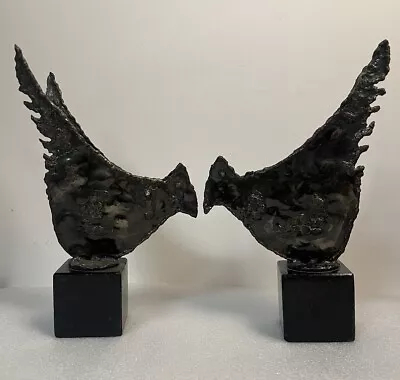 Marcello Fantoni Raymor Bird Sculpture Pair Steel Brutalist Signed Bookends MCM • $699.99