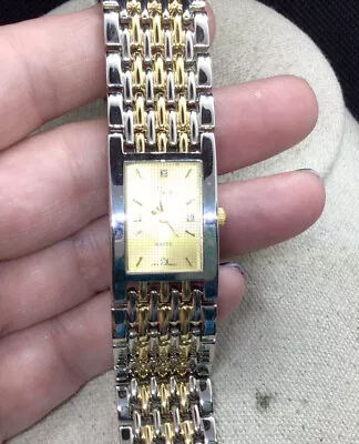 Ladies Vogue Two Tone Wide Wrist Watch-Works W366 • $39.99