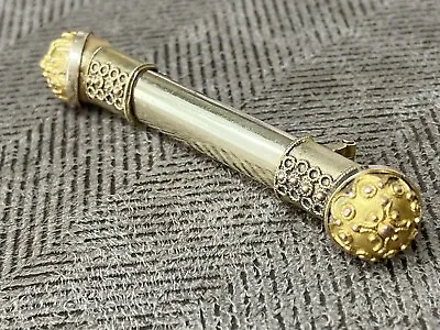 Antique Victorian Art Nouveau Sash Bar Pin Gold Tone Tube Hinge Brooch Jewelry • $44.85