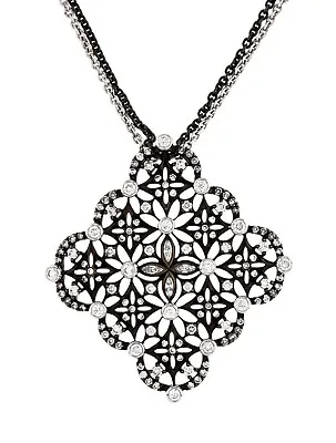 Salavetti 18K Black And White Gold Large Diamond Pendant Necklace • $3900