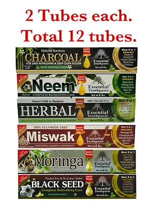 Toothpaste MIX  NEEM MISWAK HERBAL CHARCOAL MORINGA BLACK-SEEED Essential Palace • $41.36