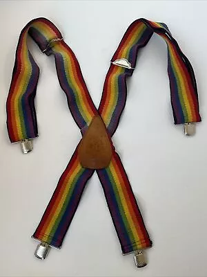 Vintage Danbury HIM II Rainbow Striped Elastic 2  Costume Dress Suspenders • $17.99