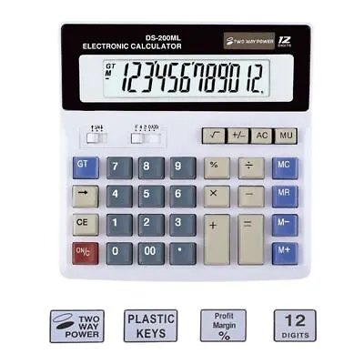 £8.73 • Buy Finance Office 2 Way Power Desktop Calculator Big Button Tilt Display Large