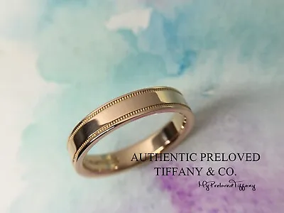 Mint Authentic Tiffany & Co Double Milgrain Rose Gold Ring Wedding Band RP$1200 • $659