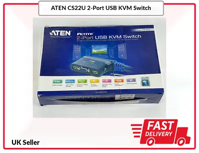 ATEN CS22U 2-Port USB KVM Switch UK Seller Fast Dispatch • £26.99