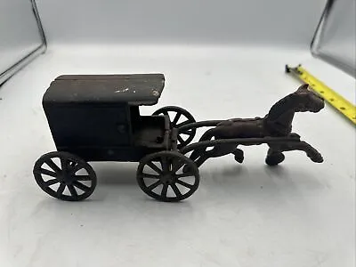 Vintage Toy Cast Iron Metal Amish Family On Horse Drawn Carriage Buggy Wagon  • $10