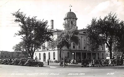 Mexico Missouri~Au Drain County Court House~Crowd On Porch~1930s Cars~1951 RPPC • $16