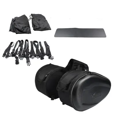 2Pcs Black 18-29L Motorcycle Saddle Bag Luggage Storage Saddle Side  Box • $79.50