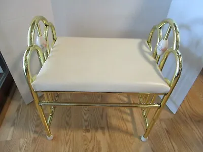 MCM Commodore Rosalco Brass Vanity Bench Stool Chair Padded Seat 1980’s Retro • $156