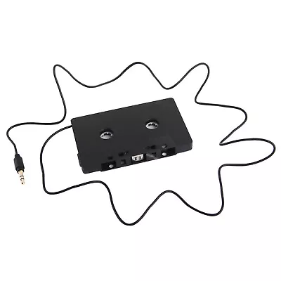 Black Cassette Aux Adapter For Car 3.5mm Audio Tape MP3 Player Converter • £13.54