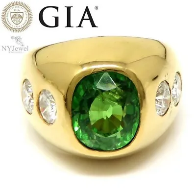 $7999 • Buy NYJEWEL GIA Certified 14k Gold 5.6ctw Tsavorite Garnet & Diamond Ring