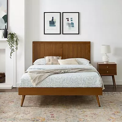 Modway Alana Wood Twin Platform Bed In Walnut With Splayed Legs • $236.21