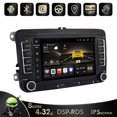 For VW B5 MK4 MK5 Golf Passat Jetta 2 DIN Car Radio CarPlay GPS Stereo BT5.0 Nav • $170.10