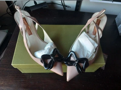 £89.99 • Buy New With Box Rupert Sanderson Nude Sling Backs With Bow, UK 6