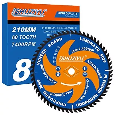 8 1/4 Inch 210mm60t Arbor 5/8 Diamond Smooth Cut Coating. Circular Saw Blade T • $26.25