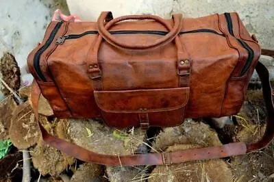 Travel Gym Bag Holdall Luggage Retro 24” Indian Leather Duffle Weekend... • £55.54