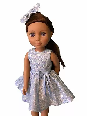 Handmade 14” Doll Dress With Bow. Fits Wellie Wisher And Glitter Girl Dolls • $7.99