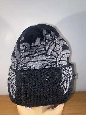 Crooks And Castles Watchman Hat Black W/ Gray Medusa Logo Tag Beanie Knit • $12.95