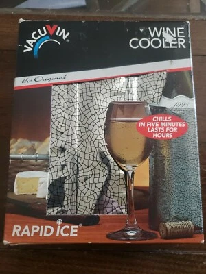 $13.99 • Buy VACU VIN Rapid Ice Wine Cooler, Wine Chiller Silver Crackle, 5 Min Chill, New