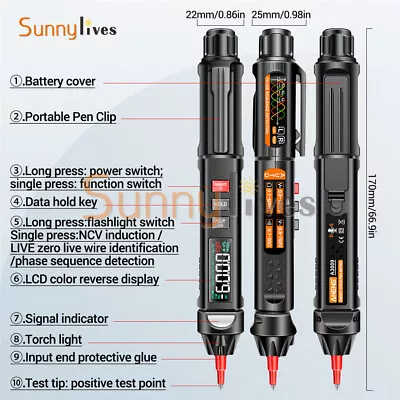 ANENG A3009 Mini Digital Multimeter Pen Smart Voice Broadcast Tester Meter DC AC • $23.48