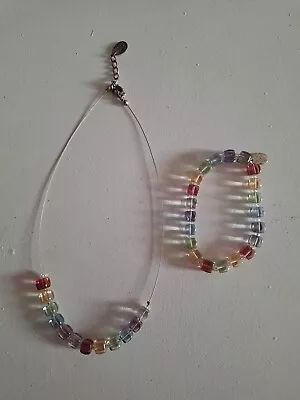 Carrie Elspeth Matching Rainbow Necklace And Bracelet Set • £14.99