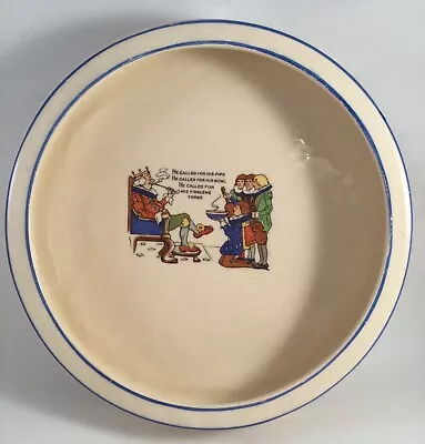 Vintage Bowl H&K Tunstall Old King Cole Nursery Rhyme Dish White Blue China  • $95