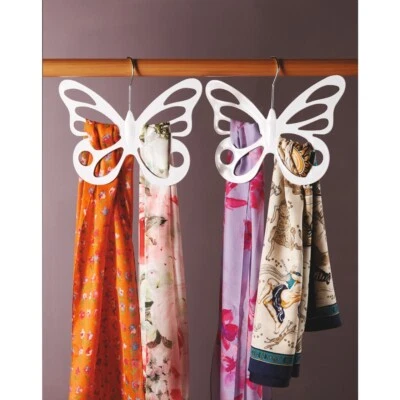 £12.95 • Buy Set Of 2 Butterfly Scarf Tie Belt Hangers Wardrobe Accessories Holder Organiser