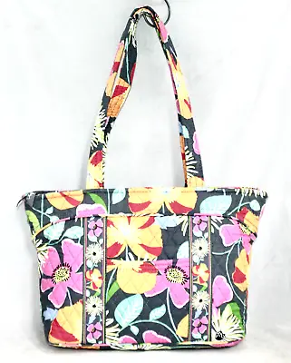 VERA BRADLEY Mandy Zip Tote In Jazzy Blooms Gray Pink Yellow Orange Floral • $25.60