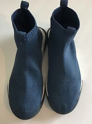 $29.95 • Buy Zara Women's Sock Sneakers EU 37 US 6.5 High Top Shoes Blue Fabric 