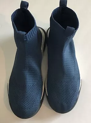 $29.95 • Buy Zara Women's Sock Sneakers EU 37 US 6.5 High Top Shoes Blue Fabric 