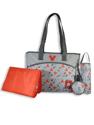 Disney Mickey Mouse Girls' 4-Piece Diaper Bag Set - Gray/multi One Size • $36.99