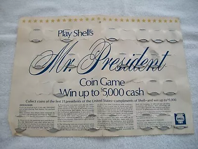 SHELL'S  MR PRESIDENT  COIN GAME  With 21 COINS In FOLDER & 34 EXTRA COINS • $15