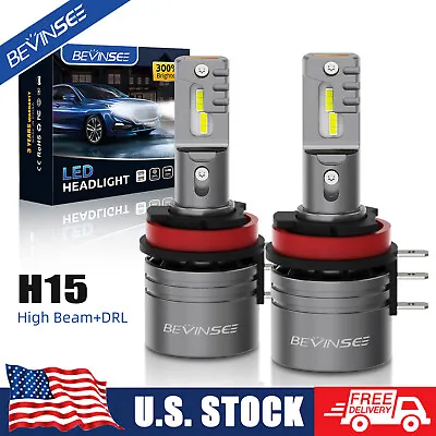 Bevinsee H15 DRLs LED Headlight Bulbs High Beam For VW For Tiguan 12-17 White • $29.99